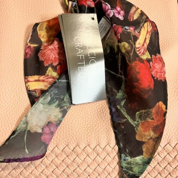 NWT! ELLIOTT LUCCA -Vegan Leather Woven Tote -"Blush Woven"-13"Hx20"Wx8"D +SCARF - Picture 15 of 16